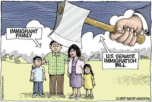 Image of: immigration political cartoon about senate bill.