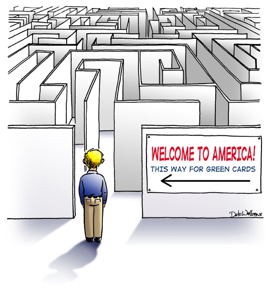 Image of: immigration political cartoon about green cards